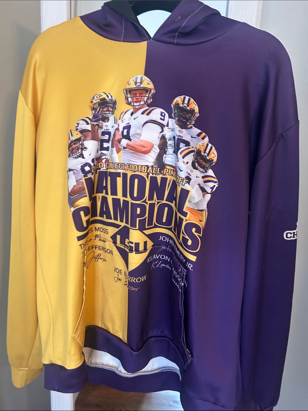LSU National Champions Split-Color Hoodie Sweatshirt
